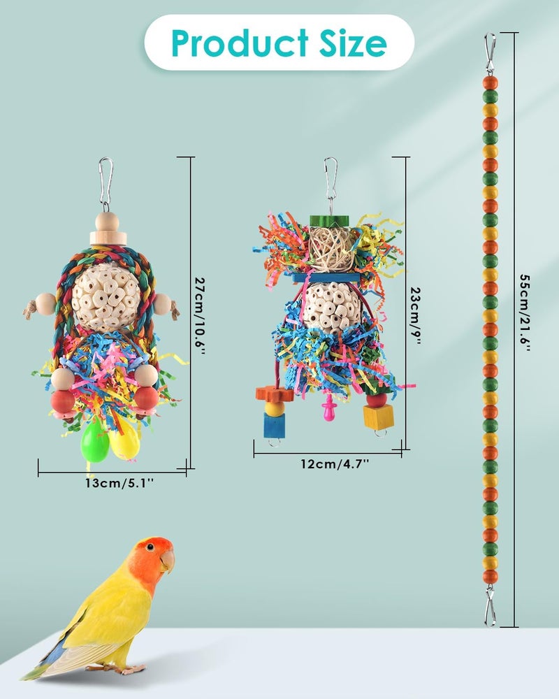 Bissap Conure Toys, 3 PCS Parrot Foraging Shredder Hanging Toys Sola Balls with Sand Hammer Perch Swing Climbing for Small Parrots Parakeets Conures Cockatiels Love Birds Cage Toy - Image 2